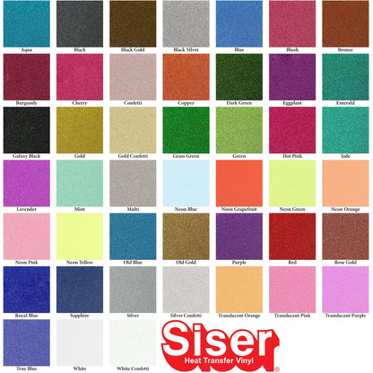 12" x 20" Siser Glitter Heat Transfer Vinyl Sheet