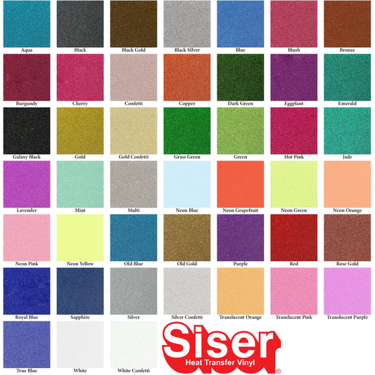 12" x 20" Siser Glitter Heat Transfer Vinyl Sheet